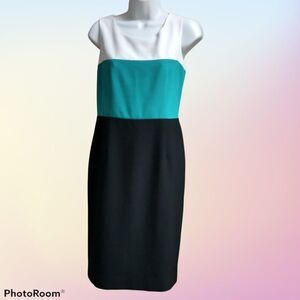 Jones Studio Separates Colorblock Teal Dress
